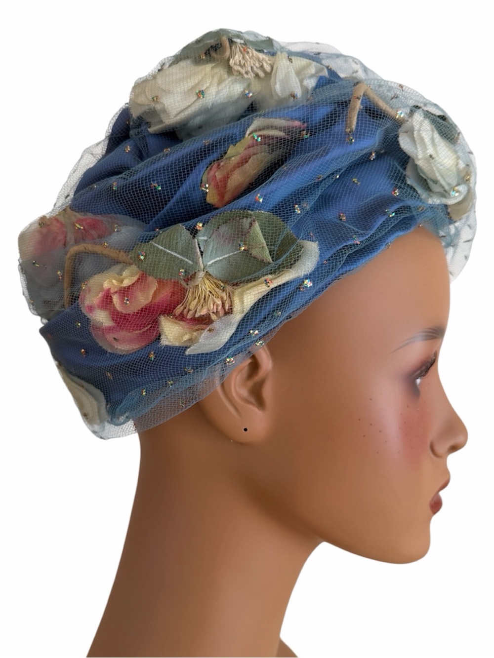 VTG 1960s Christian Dior Chapeaux Floral Tulle Beehive Turban Hat Rare Paris NY